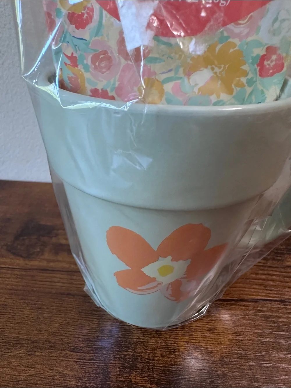 Green Thumb Mocha Latte Mix Gift Set Ceramic Flower Pot Mug Cocoa Gift Brand New